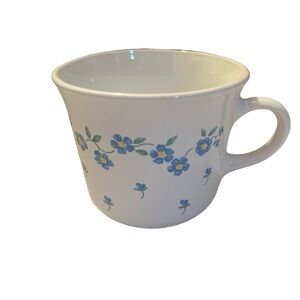 Corning USA White Ceramic Mug with Petite Blue Floral Pattern